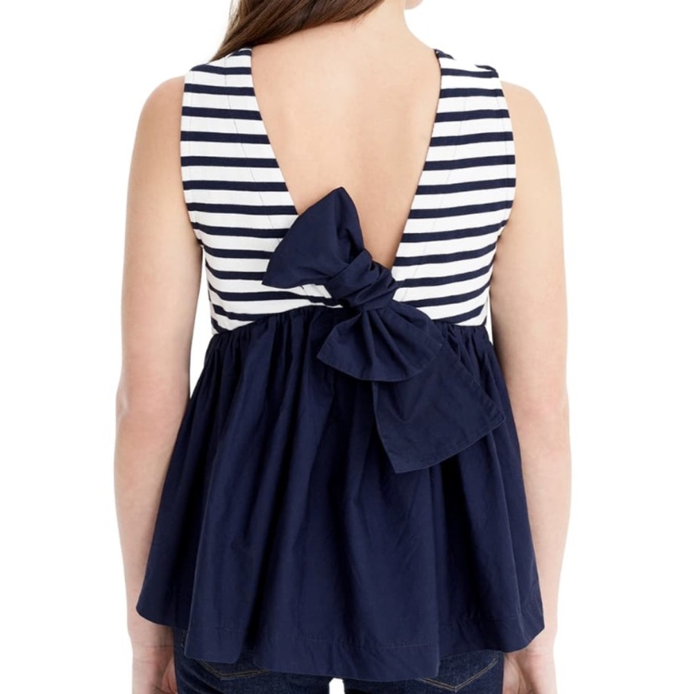 < J. Crew > stripe back bow tie tank top